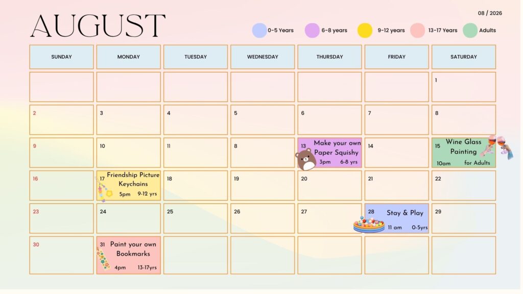 August Events Calendar